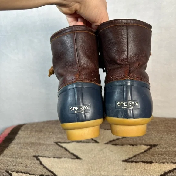 Sperry Brown Blue Duck Boots leather winter rain insulated lace up bootie ankle - Picture 10 of 14